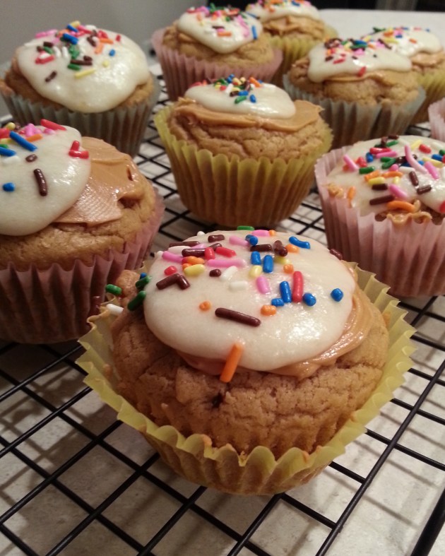 Peanut Butter Cupcakes with Banana Frosting