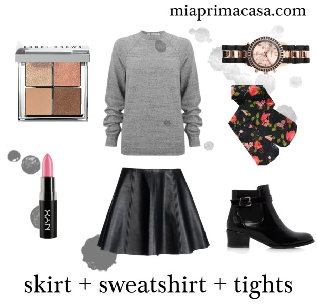 My Uniform skirt + sweatshirt + tights miaprimacasa.com 2