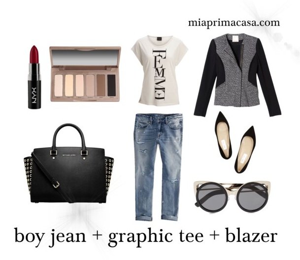 My Style Uniform: Boy Jeans + Graphic Tee + Blazer on miaprimacasa.com 3